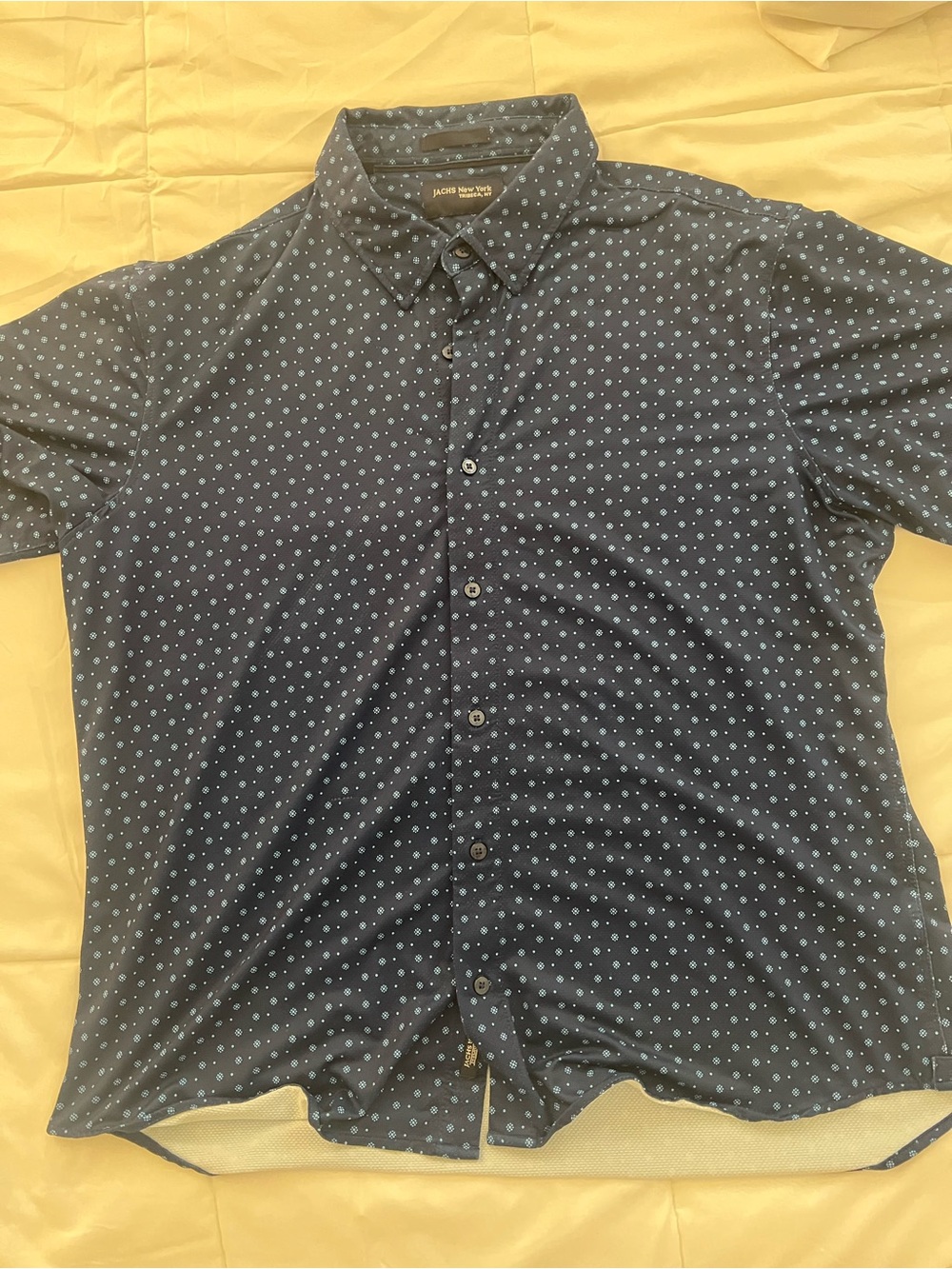 Jack & Jones Navy Button-Down with Light Blue Dot Pattern